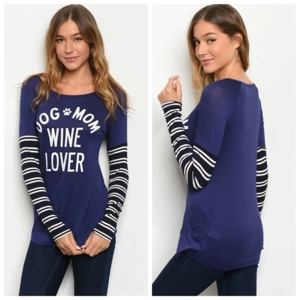 🆕Working nine to wine-Fun graphic tee in navy - Picture 6 of 7
